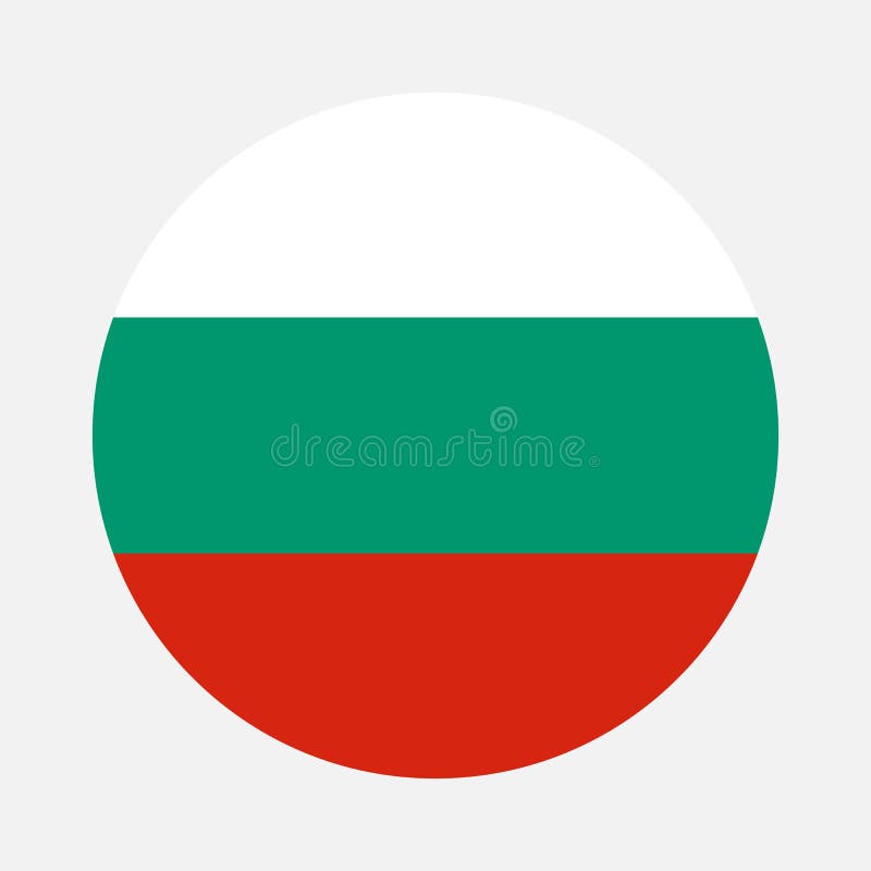 Drapelul rotund al țării bulgare. drapelul Bulgariei cu buton sau insignă. stock illustration