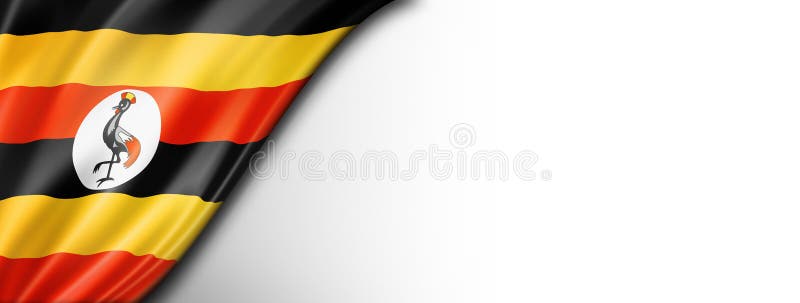 Drapelul Ugandei izolat pe banner alb royalty free illustration