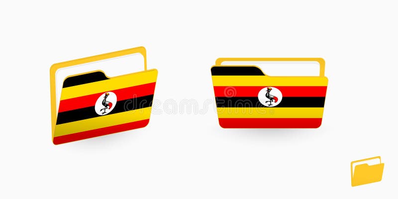 Drapelul Ugandei pentru două tipuri de pictograme de folder stock illustration