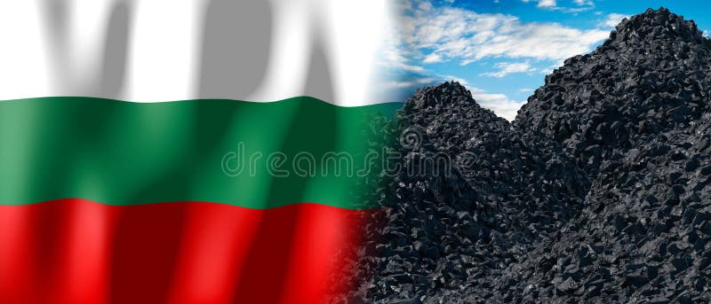 Drapelul țării bulgare și grămada de cărbune royalty free illustration