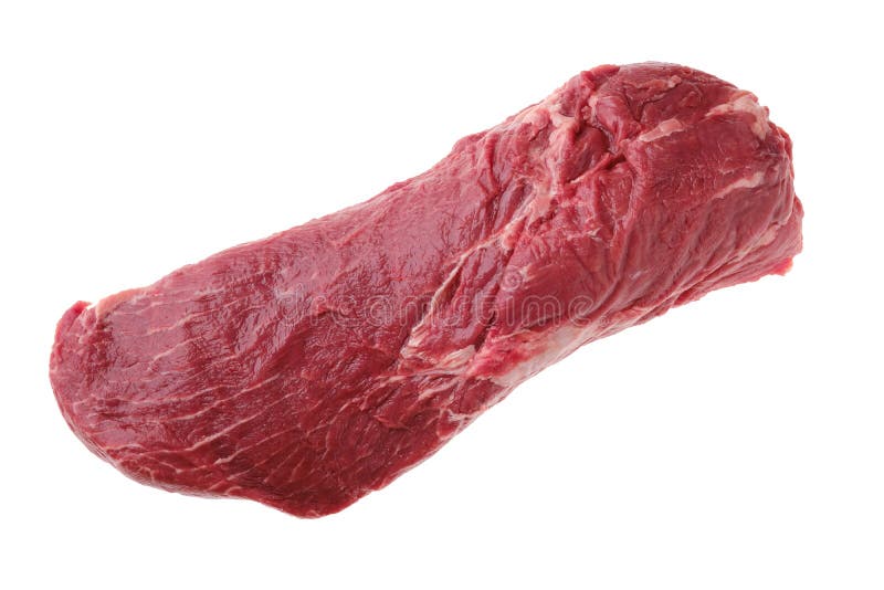 Draufsicht auf rohes Rindfleisch Tritipp geröstet isoliert auf weiß lizenzfreie stockfotos