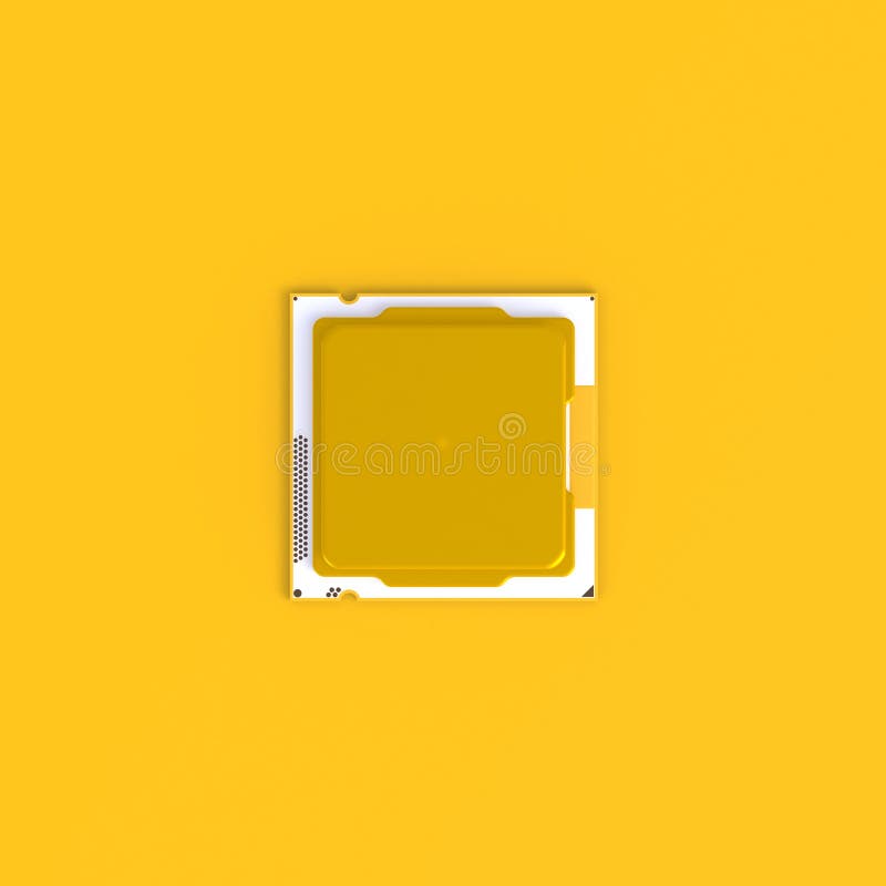 Draufsicht des minimalen gelben Hintergrundes der CPU-Zentraleinheitsmikrochip-Zusammenfassung, Technologiekonzept stock abbildung Draufsicht des minimalen gelben Hintergrundes der CPU-Zentraleinheitsmikrochip-Zusammenfassung, Technologiekonzept stock abbildung