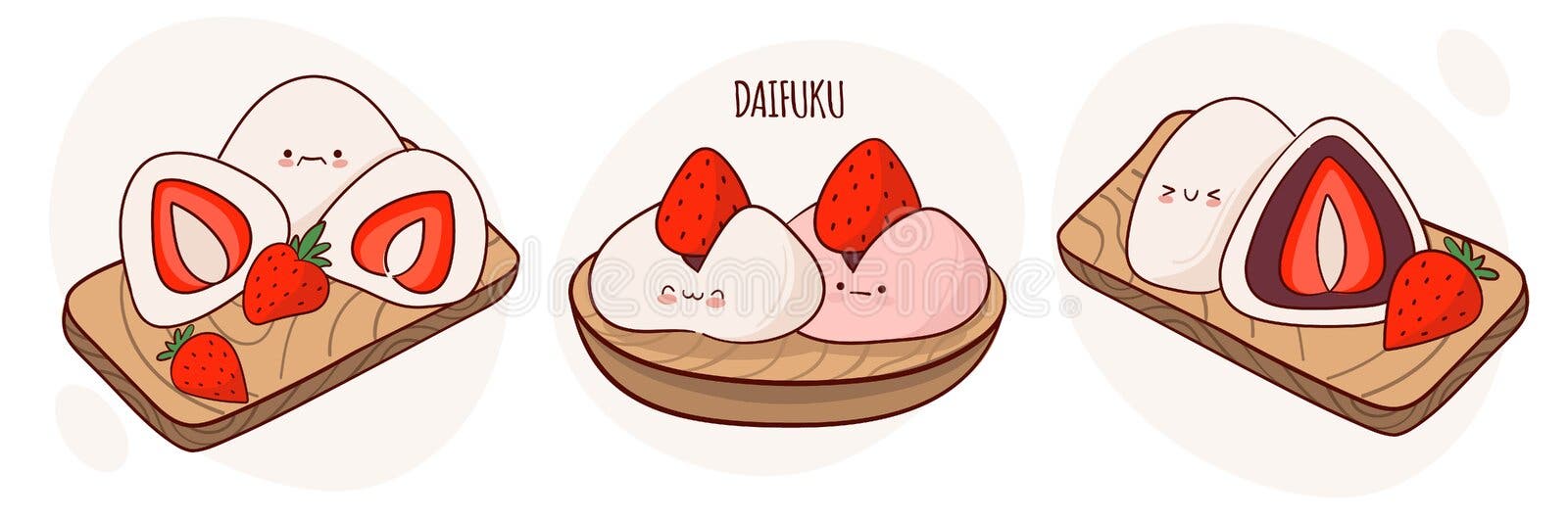 Draw funny kawaii Japan tradition sweet mochi vector illustration. Japanese  asian traditional food, cooking, menu concept. Doodle cartoon style.  16213272 Vector Art at Vecteezy