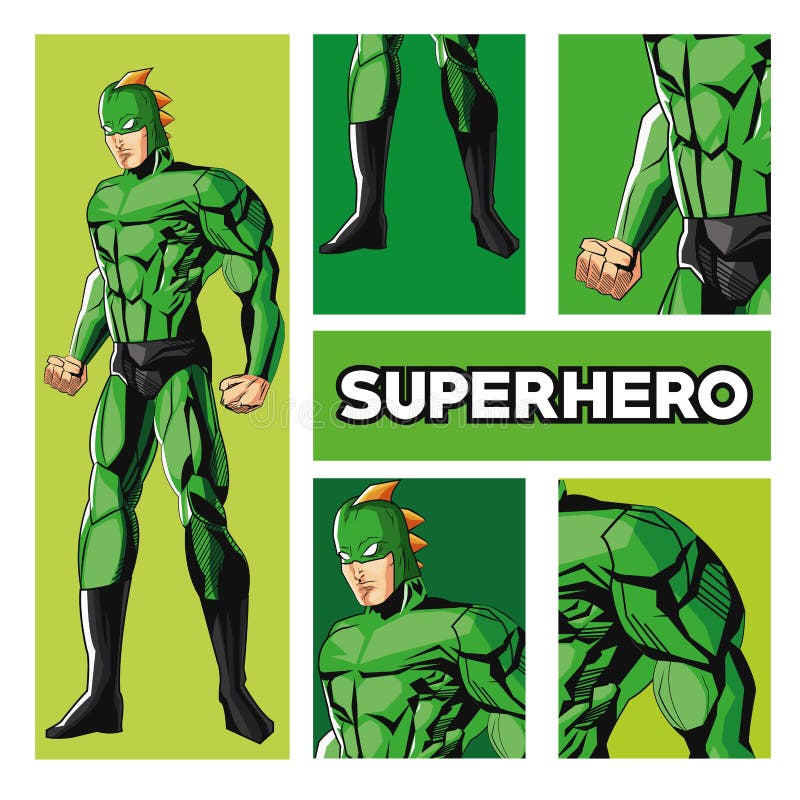 Draw of Superhero Cartoon, Vector Illustration Stock Vector