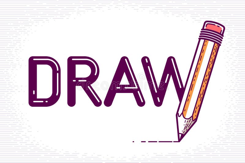 Draw Word with Pencil in Letter W, Art and Design Concept. Stock Vector -  Illustration of vector, simple: 150933092