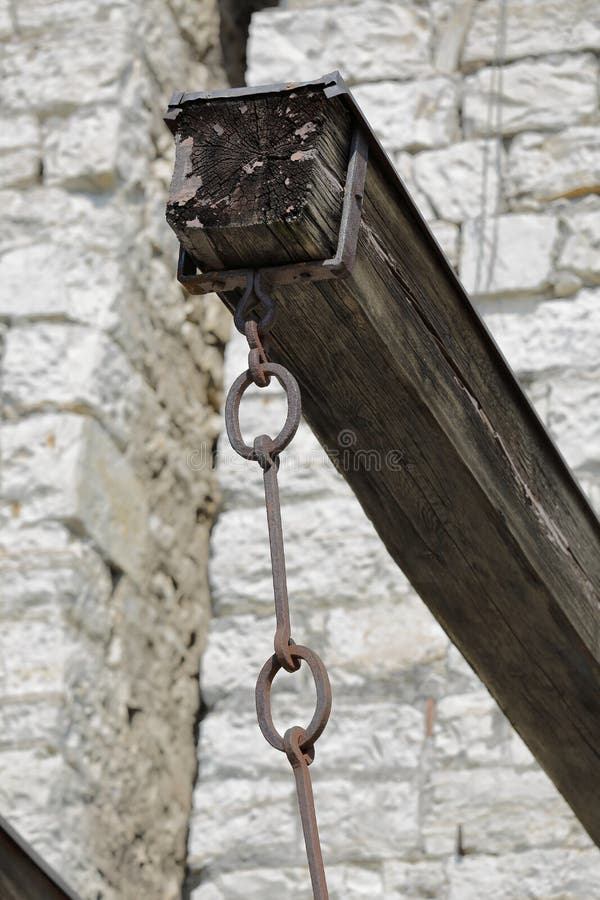 Castle With Drawbridge Chains Stock Image Image of outside, entrance
