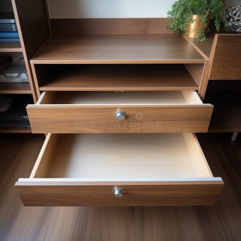Drawer Perspective Top View of an Opened, Invitingly Empty Drawer Stock
