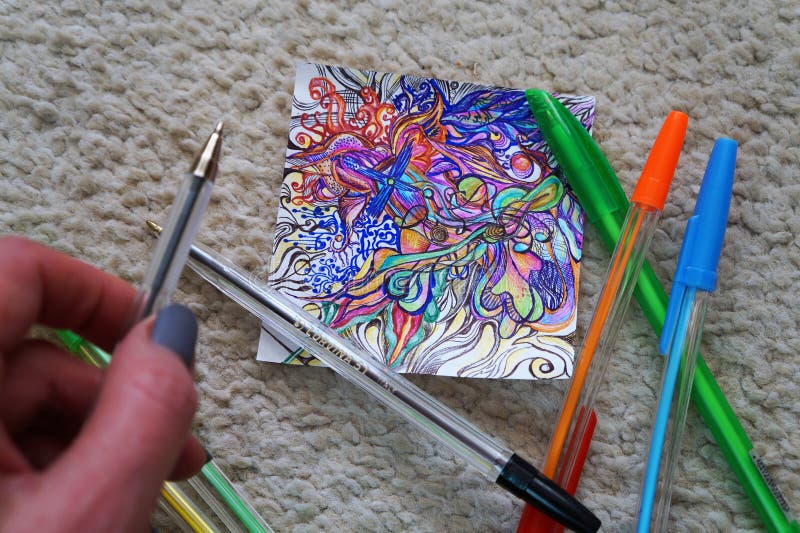 Drawing Abstraction with Colored Pens Stock Image - Image of paper ...