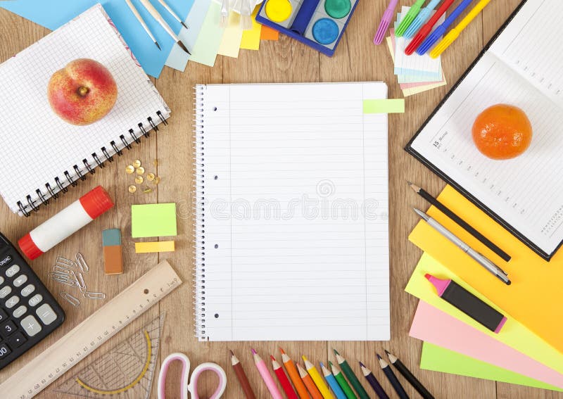 Drawing accessories stock photo. Image of paper, fruit 65185868