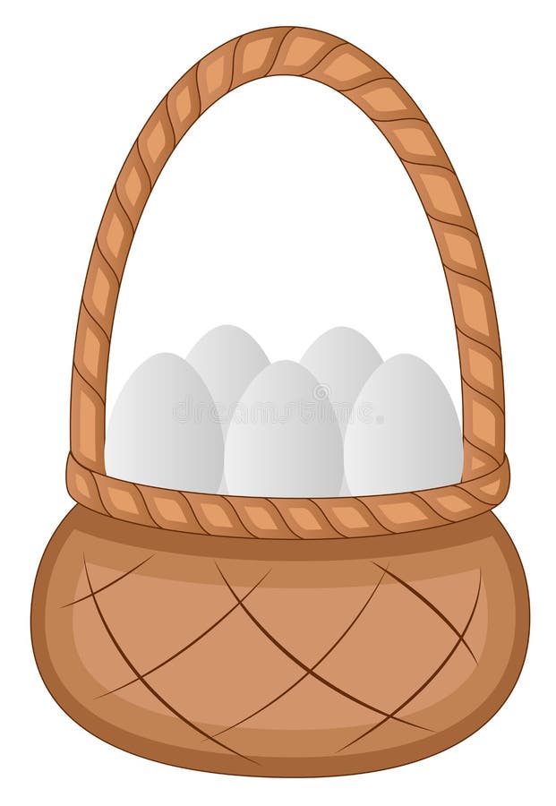 Easter Eggs Basket Cartoon Character Vector Illustration Stock