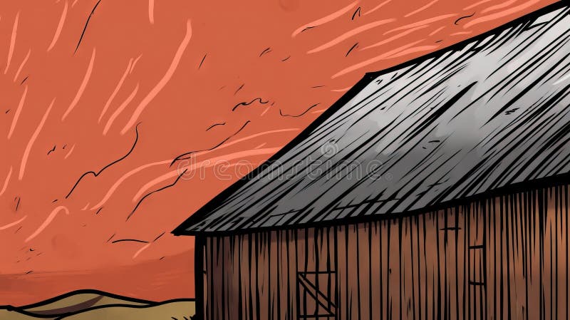 Drawing barn line art stock illustration Illustration of silhouette