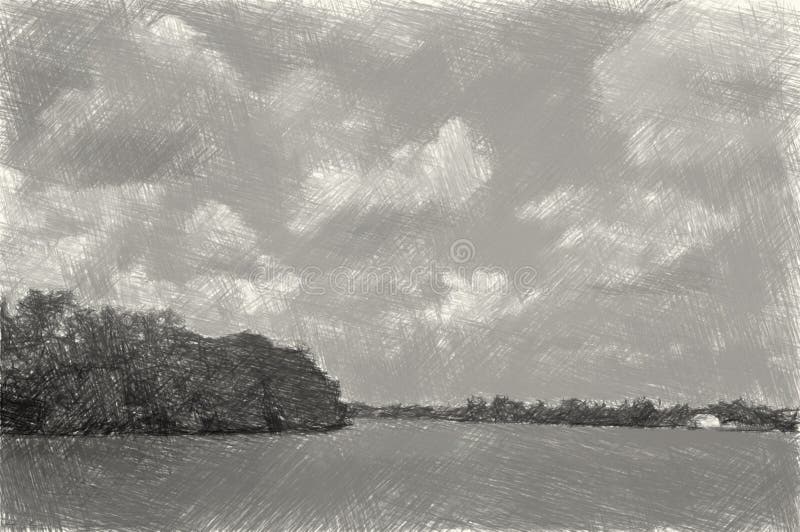 Drawing Black and White of Landscape Background Stock Image Image of landscape, nature 159061997