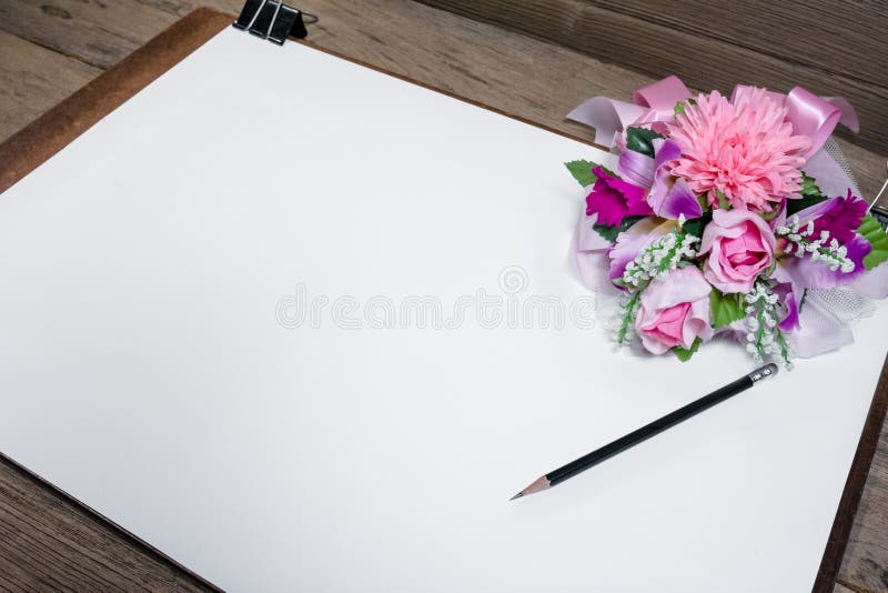 Drawing Board with Paper on Desk Stock Photo Image of blooming