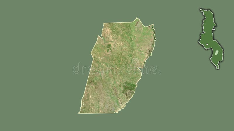 Balaka, Malawi, extruded and isolated. Satellite royalty free illustration