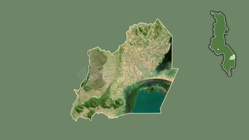 Machinga, Malawi, extruded and isolated. Satellite stock illustration