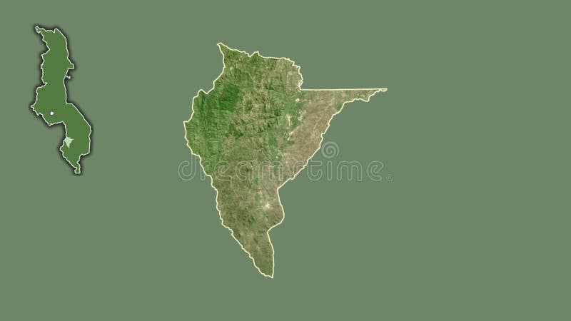 Neno, Malawi, extruded and isolated. Satellite stock illustration
