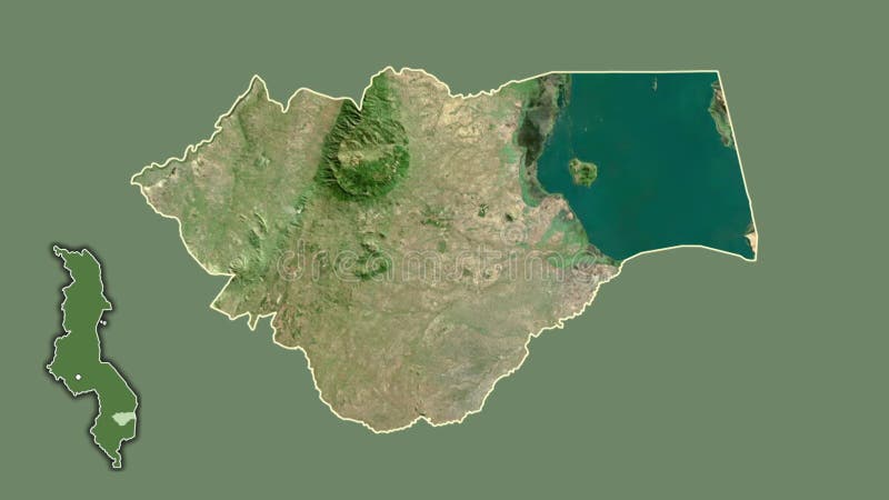 Zomba, Malawi, extruded and isolated. Satellite royalty free illustration