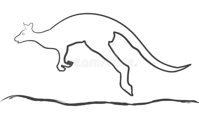 Drawing of a bouncing kangaroo animal australia vector illustration