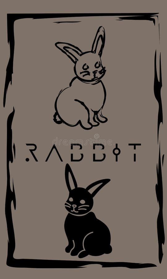 Drawing of bunny in primitive ancient style, year of rabbit royalty free illustration
