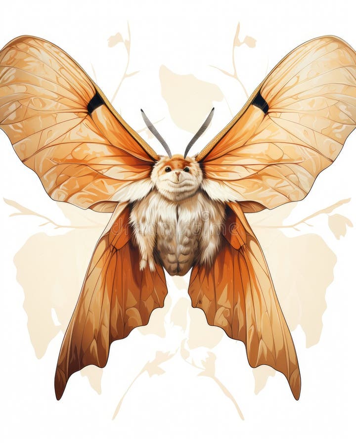 A Drawing of a Butterfly with Wings Spread Out and Eyes Closed. Generative Ai Stock Illustration