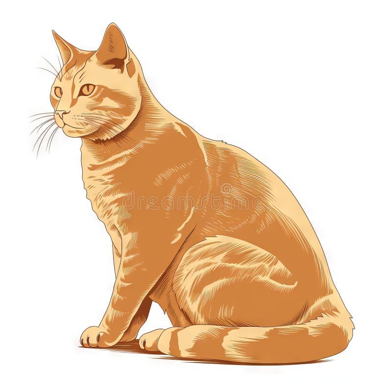 how to draw cat sitting side view