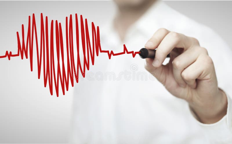 Drawing chart heartbeat royalty free stock images