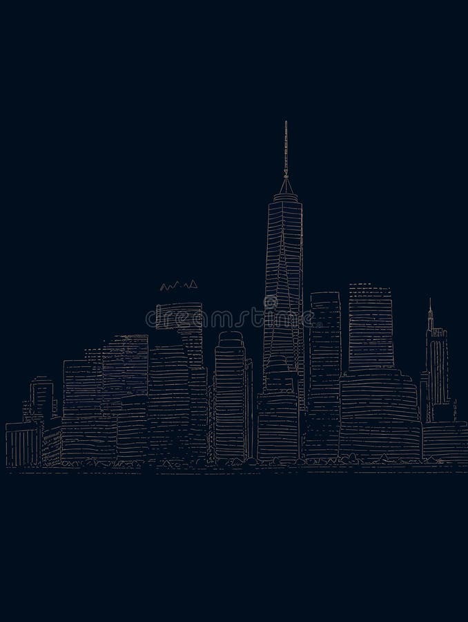 A Drawing of a City Skyline New York City Skyline Stock Vector