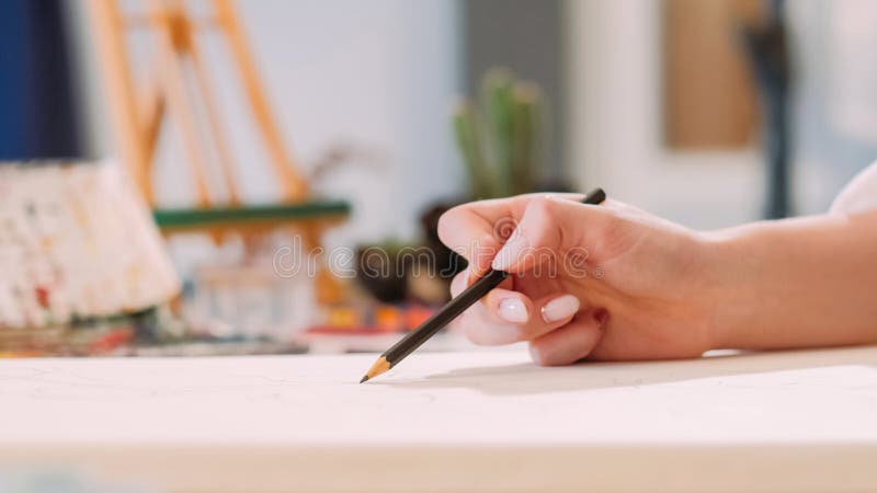 Drawing Class Art Hobby Hand Sketching with Pencil Stock Image - Image ...