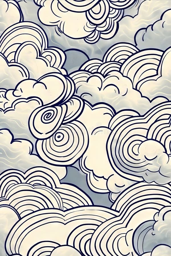 A Drawing of Clouds in the Sky Stock Image Image of wrapping wave