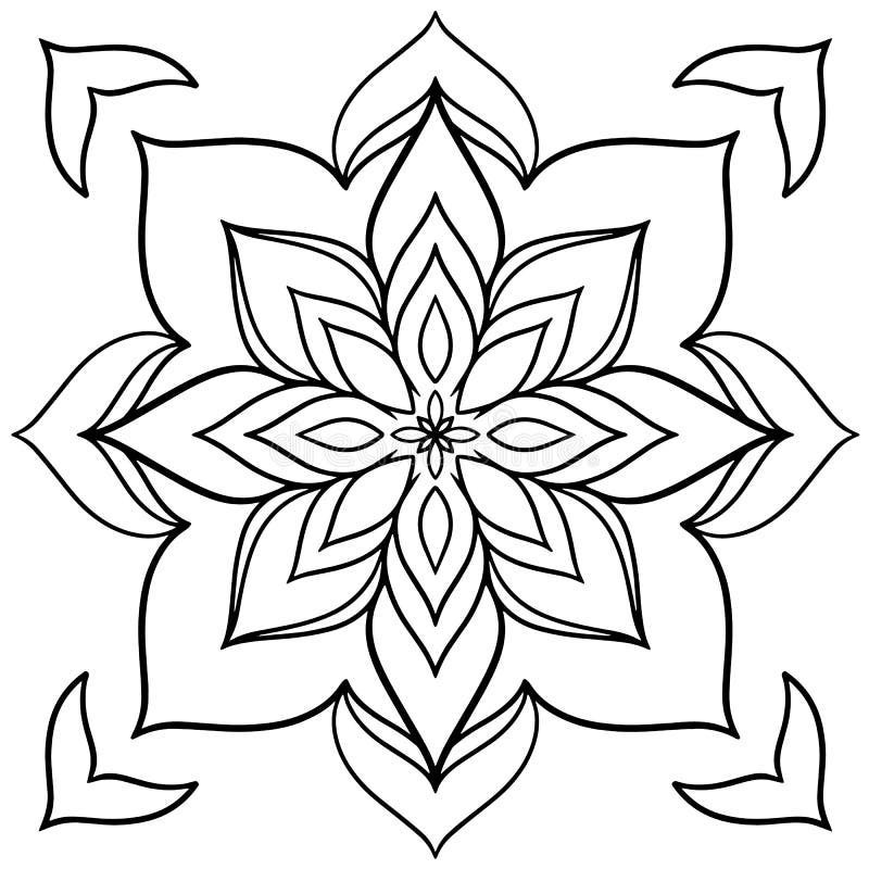 Square Coloring with Floral Elements for Coloring Book Stock Vector ...