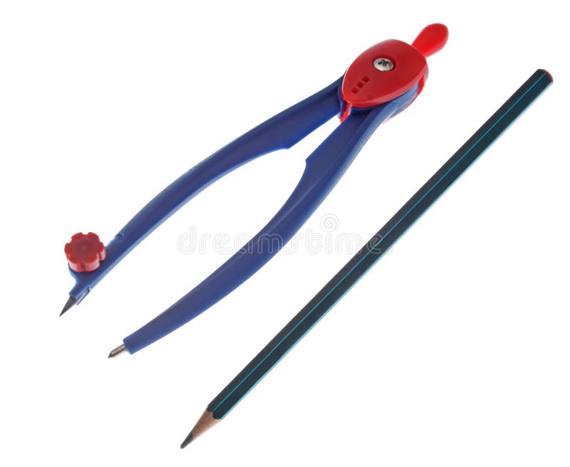 Drawing compass and pen stock photos