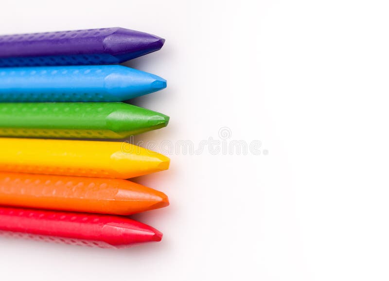 Crayons on a white background. Copy space. royalty free stock photography