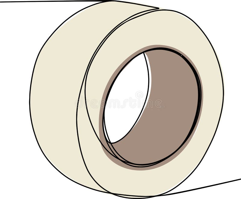 Drawing a Continuous Line with Duct Tape. Stock Vector Illustration