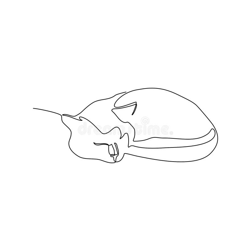 Drawing a continuous line of a sleeping cat. royalty free illustration Drawing a continuous line of a sleeping cat. royalty free illustration