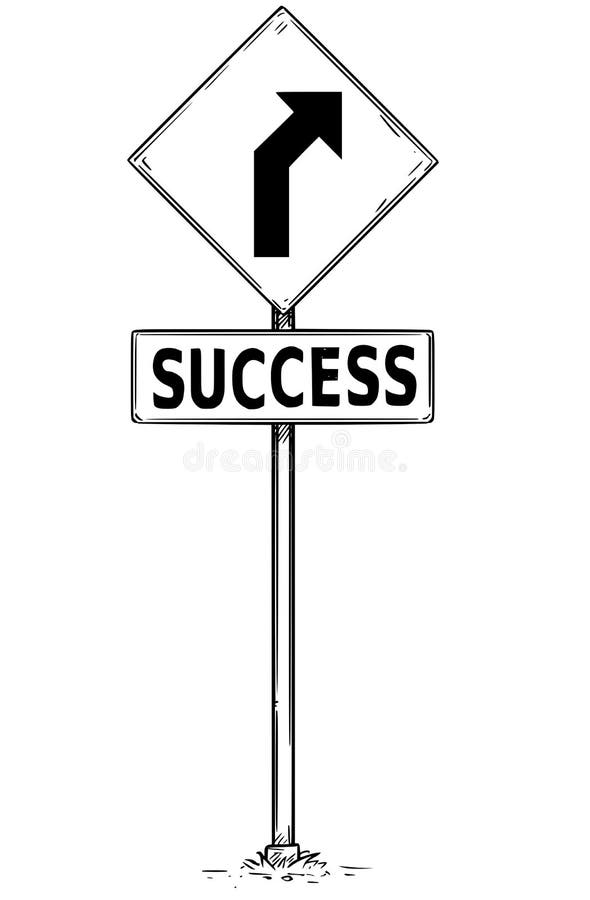 Drawing of Curved Road Arrow Traffic Sign with Success Text royalty free illustration Drawing of Curved Road Arrow Traffic Sign with Success Text royalty free illustration