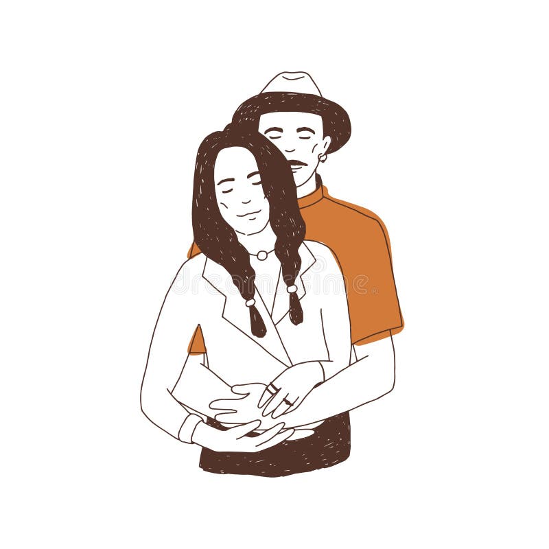 Cute couple getting married drawing Royalty Free Vector-saigonsouth.com.vn