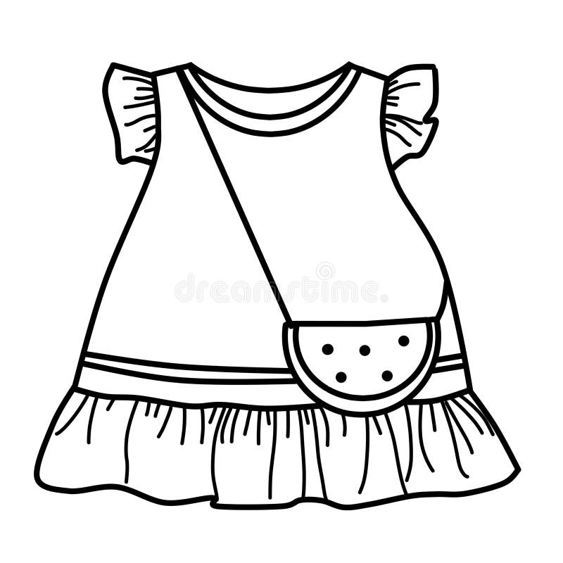 The Illustration of Watermelon Dress for Coloring. Coloring for Children. Stock Illustration ...