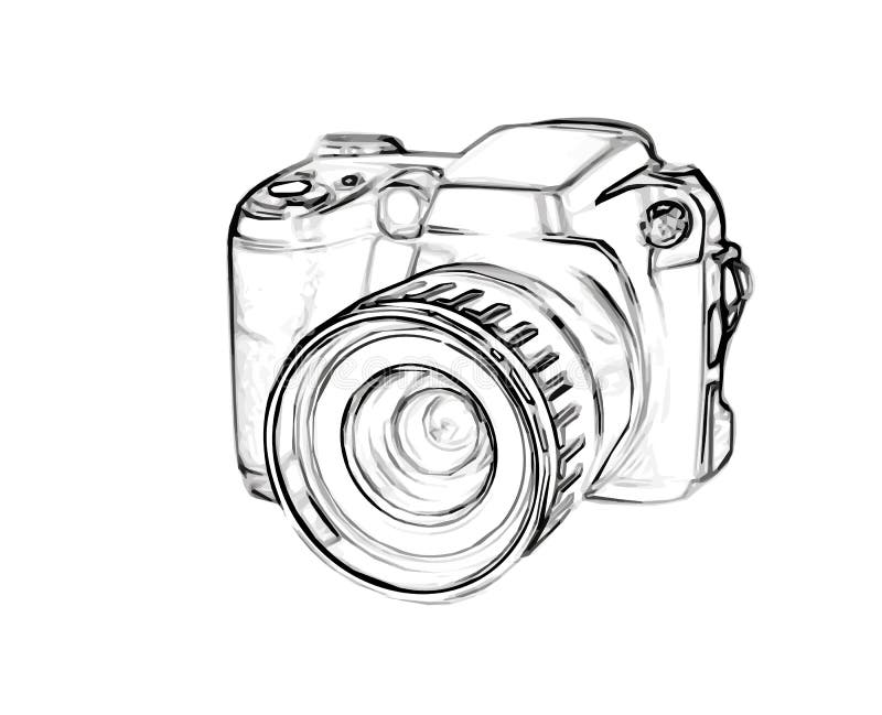 Digital Camera Drawing  How to Draw a Camera Sketch Step by Step  DSLR  Camera Outline  YouTube