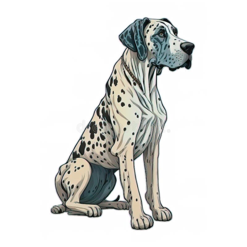 A Drawing of a Dog with a White Spot on it S Face and a Black Spot on