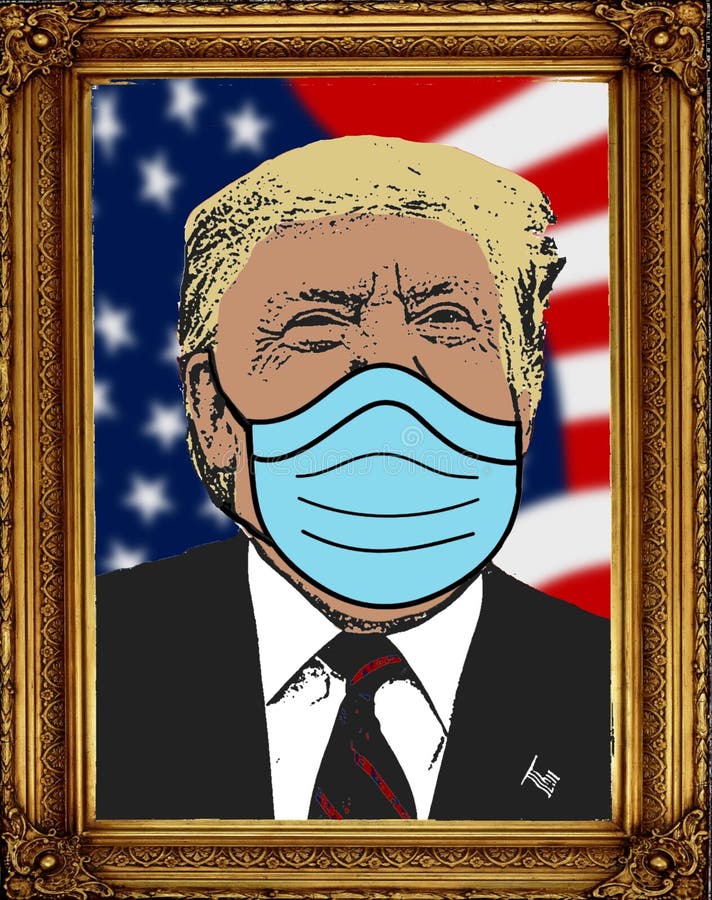 Drawing of Donald Trump Wearing a Mask, Illustration of the President ...