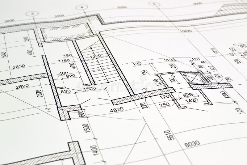 Drawing a floor plan of the building royalty free stock photography