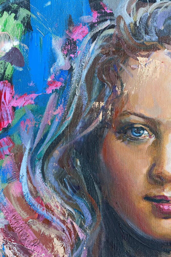 Drawing of girl, fragment, painting royalty free stock images Drawing of girl, fragment, painting royalty free stock images