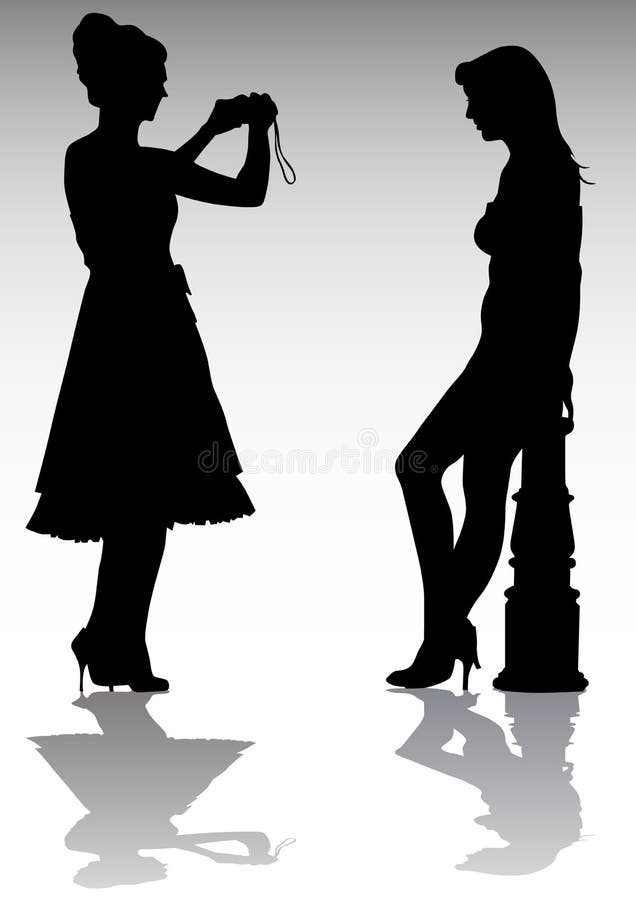 Drawing of Girls in Different Poses. Girls in Different Outfits Drawing