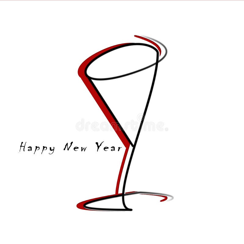 Drawing of a glass for New Year`s toast