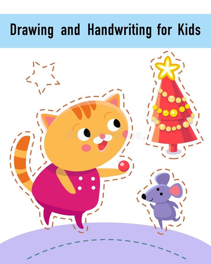 Drawing and Paint Cute Cartoon Cat. Educational Game for Kids. Vector  Illustration. Stock Vector