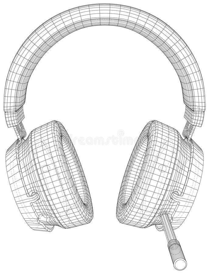 Drawing of Headphone. Speaker Device Gadget. Wireframe EPS10 Format Stock Vector Illustration