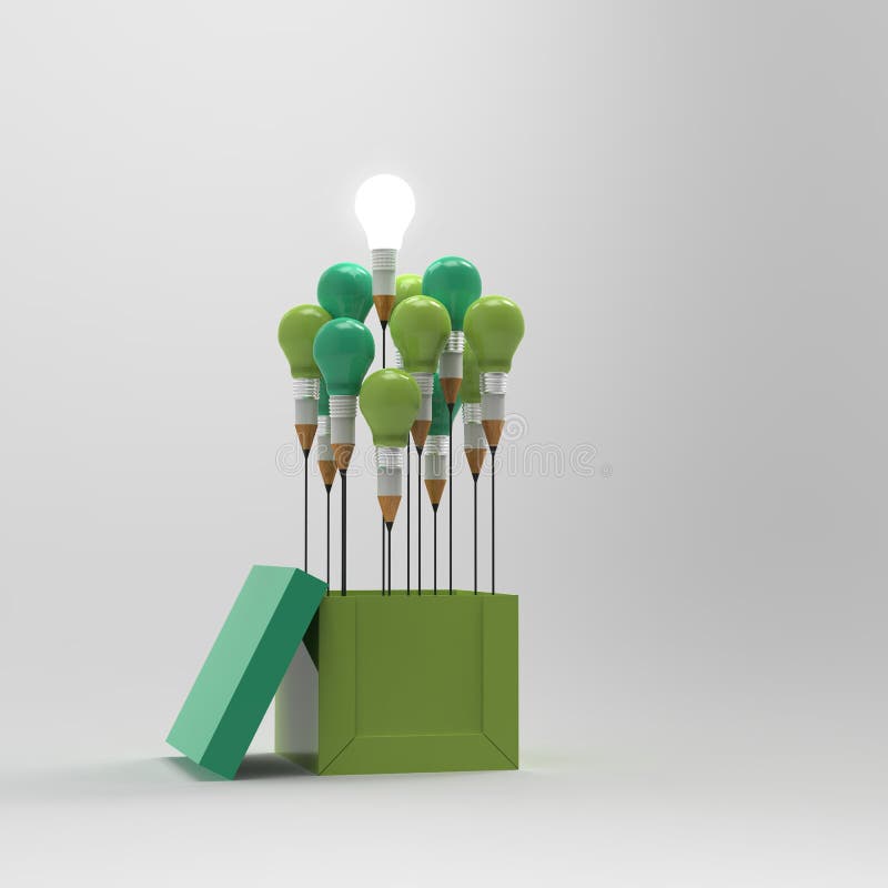 Drawing Idea Pencil and Light Bulb Concept Outside the Box As Cr Stock