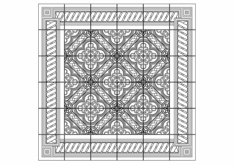 Drawing of a Carpet with a Cylindrical Pattern Stock Vector