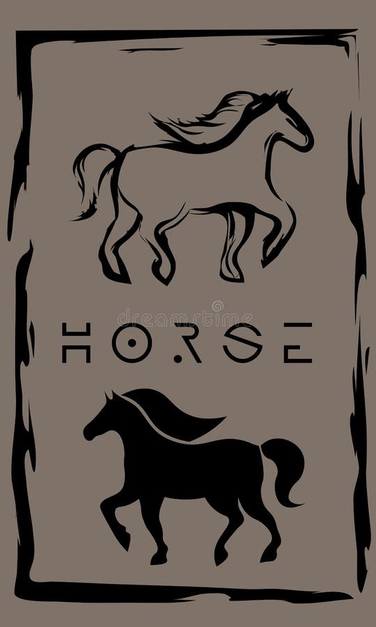 Drawing of horse in primitive ancient style, year of horse royalty free illustration