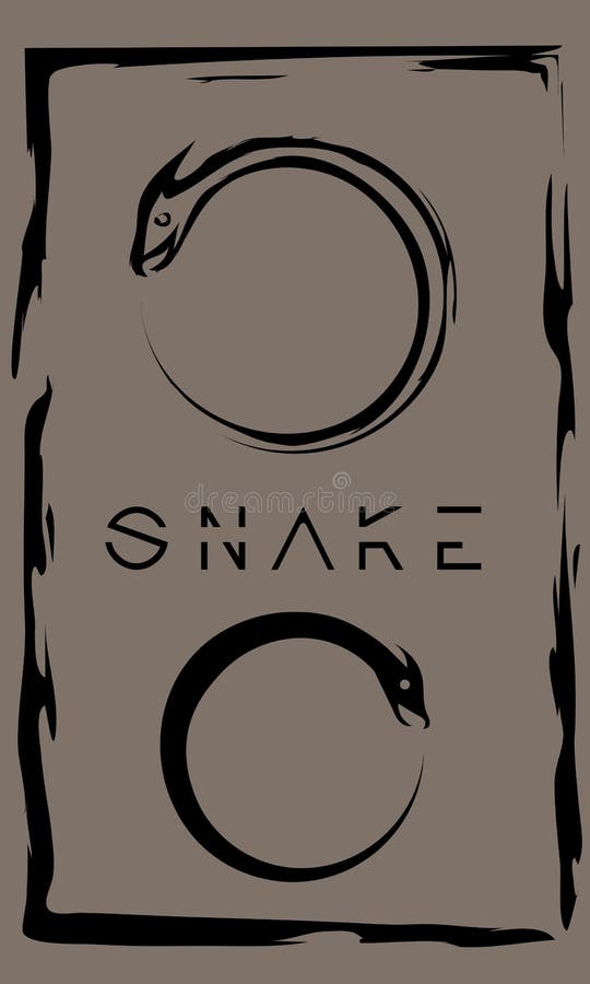 Drawing of ouroboros in primitive ancient style, year of snake stock illustration